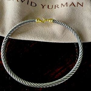 Authentic David Yurman Bracelet Sterling Silver & 18 K gold Cable Buckle Bangle
